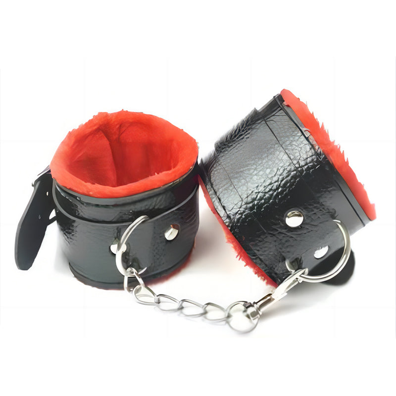 Leather Wrist Cuffs Red