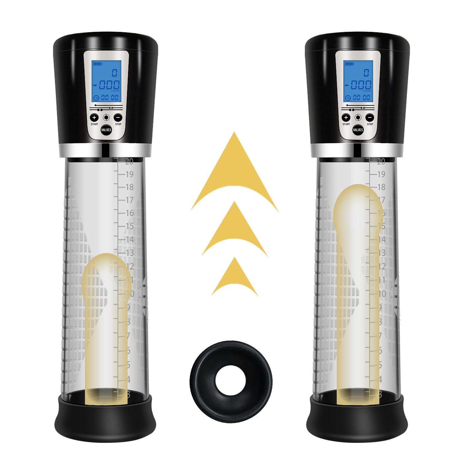 Electric Vacuum Penis Pump LCD Comparison before and after use