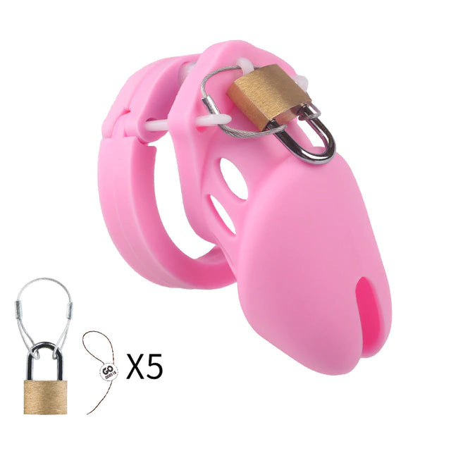 Silicone Chastity Cock Cage Pink S